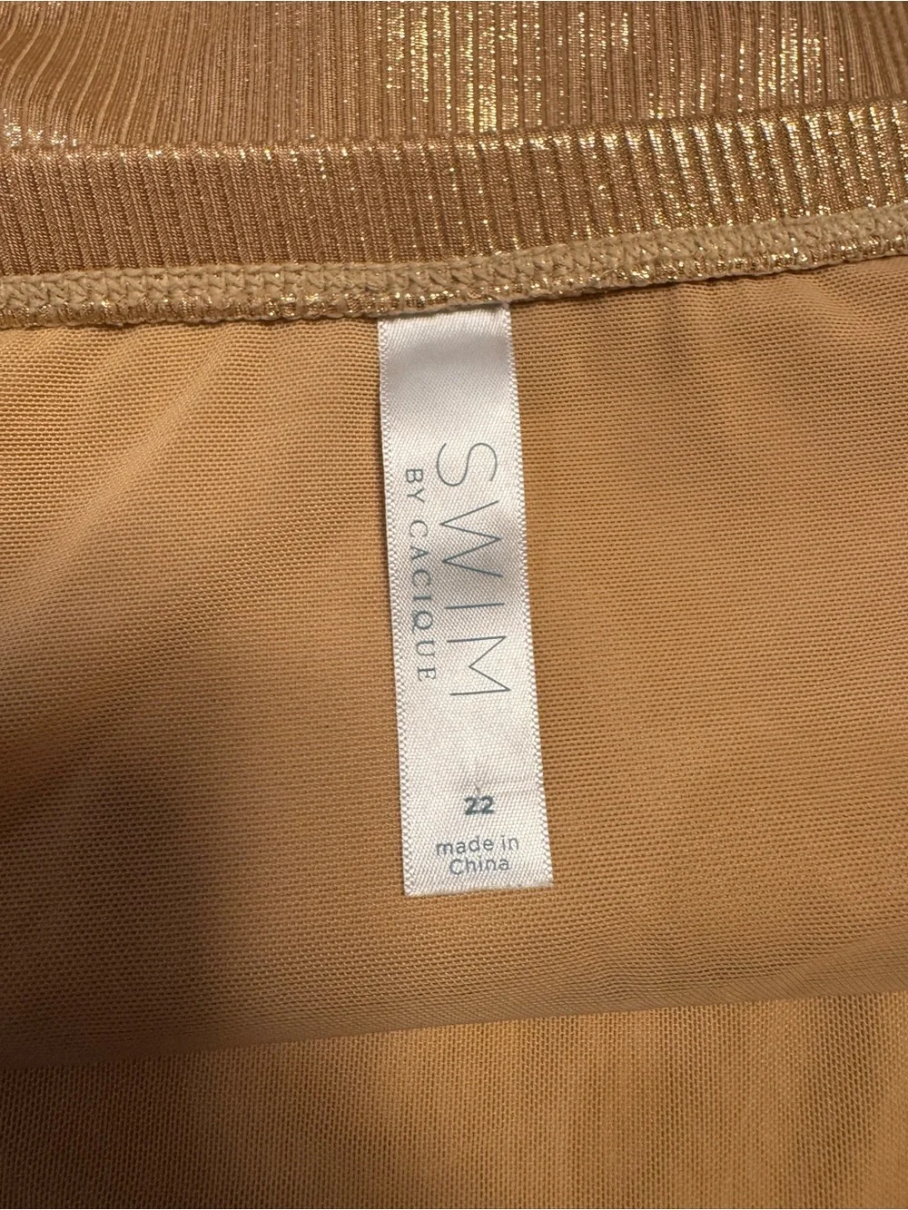Cacique Shimmery Tan Ribbed Swim Top - Picture 6 of 8
